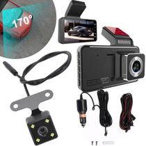 Camera Carro DVR Gravador 99 Uber Taxi Veicular Lente Dupla Frente Verso Monitoramento Visao Traseira Audio Video Estacionamento Baliza Segurança - LEVA PRA CASA