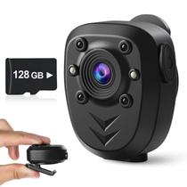 Câmera corporal KSADBOSSBO Mini gravador de vídeo 128GB com visão noturna
