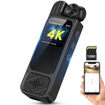 Câmera corporal rgjzkgn 4K com gravação de áudio e vídeo 128GB