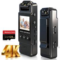 Câmera corporal Uoklohiu 4K 128GB com lente giratória de 180