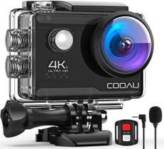 Câmera de ação COOAU 4K 20MP WiFi com microfone externo e controle remoto