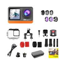 Câmera De Ação De Tela Dupla 4K 60FPS 24MP Wi-Fi 170D EIS 1080P Webcam Subaquática 30M Touch IPS