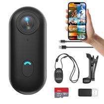 Câmera de ação FOUKWAKC H7 64GB 1080P 35,5 g com cordão magnético