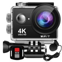 Câmera De Ação H9RS 4K Microfone Externo Estabilizador EIS Full HD 20MP Controle WiFi Sport Moto Bike Surf