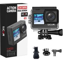 Câmera de Ação SJCAM SJ4000 Dual Screen 4K Original com Suporte para Microfone Externo Ideal para Esportes, Motos e Aventuras Câmera de Ação SJCAM SJ4000 Dual Screen 4K Original com Suporte para Microfone Externo Ideal para Esportes, Motos e Aventuras
