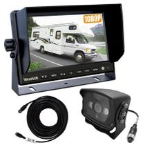 Câmera de backup para caminhões, dois métodos de instalação, sem interferência, sem atraso, tela widescreen HD 1080P de 7" e câmera de backup à prova d'água IP68 de visão noturna para caminhões, ônibus, caravanas, autocaravanas, autocaravanas, barcos, iates
