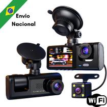 Câmera de carro com gravação frontal e traseira, 3 câmeras 1080P HD, visão noturna Câmera de carro com gravação frontal e traseira, 3 câmeras 1080P HD, visão noturna