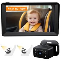 Câmera de carro para bebês e crianças precisam de monitor de 7 polegadas com 2 câmeras HD 1080P