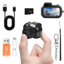 Câmera de chaveiro Mini FHD 1080p 8MP com cartão SD de 32GB 100min Câmera de chaveiro Mini FHD 1080p 8MP com cartão SD de 32GB 100min
