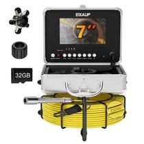 Câmera de esgoto EIXAUP 30m Inspeção de tubulação 23mm 1080P HD DVR
