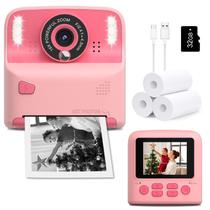 Câmera de impressão instantânea Amzelas para crianças com cartão de 32GB - rosa