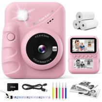 Câmera de impressão instantânea CalineGam Kids 48MP com cartão de 32GB rosa Câmera de impressão instantânea CalineGam Kids 48MP com cartão de 32GB rosa
