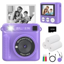 Câmera de impressão instantânea JPVERLY Kids HD Video 32GB SD Purple Câmera de impressão instantânea JPVERLY Kids HD Video 32GB SD Purple