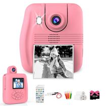Câmera de impressão instantânea Racazl Kids Camera para crianças rosa