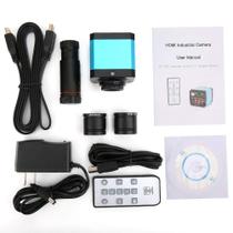 Câmera de microscópio USB de 37 MP 1080P 60 FPS Câmera de microscópio industrial de vídeo com adaptador de conversão, câmera digital de microscópio de 100-240 V Câmera de microscópio de montagem C (plugue americano)