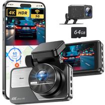 Câmera de painel RENGAC Y600 4K+2K Full HD Dual para carros GPS de 64 GB