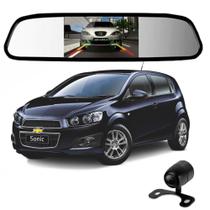 Camera De Re Espelho Retrovisor Com Tela Chevrolet Sonic