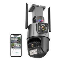 Câmera De Segurança 360 Duas Lentes Wifi Acesso Remoto 24h - Cinza com Preto