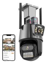 Camera de segurança 4K Wifi Lente dupla prova dágua Flash rastreio de movimento alarme e sirene de dispersão 6MP câmera Vigilância externa - Woofs