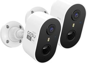 Câmera de segurança AOSU, pacote com 2 unidades, sem fio, 2K/3MP com sirene