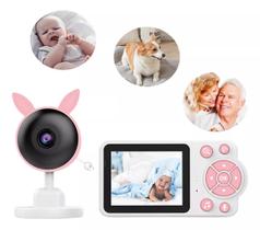 Camera de Segurança Babá Eletrônica Visão Noturna Monitor LCD 2,8 Full HD Bivolt Sem Fio Digital Recarregavel