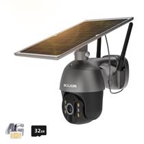 Câmera de Segurança Celular Solar SOLIOM S600 3G/4G LTE Sem Fio para Externo, Pan Tilt Visão 360, Holofote, Visão Noturna 1080p, Comunicação Bidirecional, Sensor de Movimento PIR, Sem WiFi, Versão EUA, Plano de Dados Ilimitado