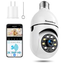 Câmera de segurança com lâmpada Noonkey 2K/3MP 5G WiFi Alexa