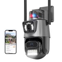 Camera de Segurança Duas Lentes App Celular Wifi Inteligente Som Alarme Sirene Sensor Movimento Microfone Visao Noturna