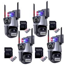 Câmera de segurança Dupla WiFi 6MP Full HD 4K Alarme Integrado Detecção Humana Visão Noturna Sirene Integrada Áudio Bidirecional Cartão Memória SD