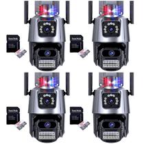 Câmera de Segurança Dupla WiFi 8x Zoom 6MP Full HD 1080 com Alarme Integrado, Detecção Humana e Reconhecimento de Movimento e Cartão SD 32GB 4 Unid