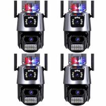Câmera de Segurança Dupla WiFi 8x Zoom 6MP Full HD 1080 com Alarme Integrado, Detecção Humana e Reconhecimento de Movimento e Cartão SD 32GB 4 Unid