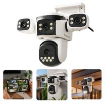 Câmera de Segurança Externa 4 Câmeras Articuladas Full HD 360 IP Visão Noturna Detecção de Movimento À Prova d'água