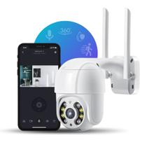 Câmera de Segurança Externa Ip WiFi, Prova D'água, IP66, A8, Infravermelho, PTZ 360, Vigilância, Panorâmica, Sensor Presença, Visão Noturna, HD 1080p - TKLA