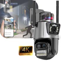 Câmera De Segurança Externa Lente Dupla 4k 6mp Com Sirene Policial Linha Premium