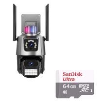Câmera De Segurança Externa Lente Dupla 4k Led Sirene Policial Cartão 64gb Câmera De Segurança Externa Lente Dupla 4k Led Sirene Policial Cartão 64gb