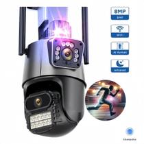 Câmera De Segurança Externa Lente IC Dupla Com Sirene Wifi 6mp Full Hd 360 Visão Noturna