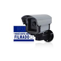 Câmera de Segurança Falsa Com Led + Placa de Advertência - Confiseg