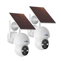 Câmera de segurança Hiseeu Solar 4MP 2PCS WiFi 360 View IP66