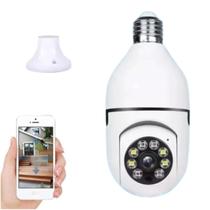 Câmera de Segurança Inteligente Lâmpada Bocal E27 Smart Wifi Panorâmica Full HD Imagem Som - KapBom