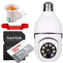 Camera De Segurança Lampada Com Adaptador Tomada Cartão SSD - CAMERA IP WIFI SEGURANÇA HD 360