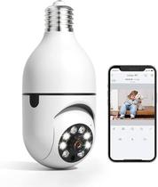Câmera de Segurança Lâmpada Espiã Robô Giratória Wi Fi Com Rotação 360 Áudio Full Hd Visão Noturna Led Detecção de Movimento Alarme App Yoose