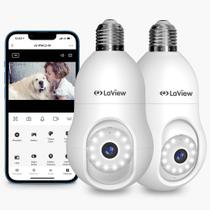 Câmera de segurança LaView 4MP Bulb 2K Wireless Outdoor, pacote com 2