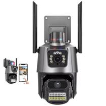 Camera de Segurança Lente Dupla Wifi App Duas Lentes Sirene Alarme Sensor Presença Movimento Microfone Visao Noturna