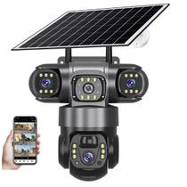 Camera de Segurança Placa Solar Lente Dupla 360 Graus WiFi HD App Sensor Presença Visao Noturna Visao Panoramica Camera de Segurança Placa Solar Lente Dupla 360 Graus WiFi HD App Sensor Presença Visao Noturna Visao Panoramica