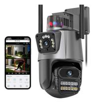 CÂMERA DE SEGURANÇA WIFI INTAX 8MP FULL HD PROTEÇÃO TOTAL 24H COM IMAGEM ULTRA NÍTIDA Lente Dupla Policial Rastreio de Movimento