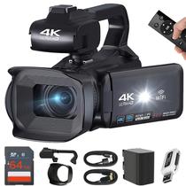 Câmera de vídeo Acuvar 4K 64MP HD Camcorder Microfone WiFi com zoom 18X
