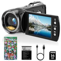 Câmera de vídeo Camcorder Rawiemy HD 2.7K 36MP com cartão de 16GB