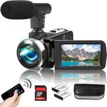 Câmera de vídeo Camcorder Rawiemy HD 2.7K com microfone 32GB Câmera de vídeo Camcorder Rawiemy HD 2.7K com microfone 32GB