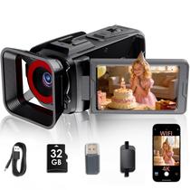 Câmera de Vídeo RAZPLYN 1080P 64MP Tela Flip de 3" WiFi