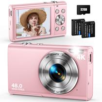 Câmera digital Anteam Autofocus 48MP UHD 4K Vlogging 32GB rosa